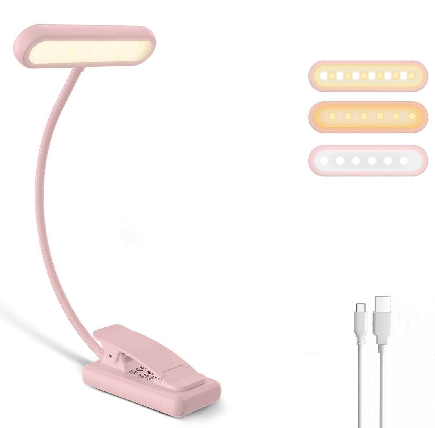 Desk Setup Lamp - Lampe de lecture à pince noire/blanche/rose,