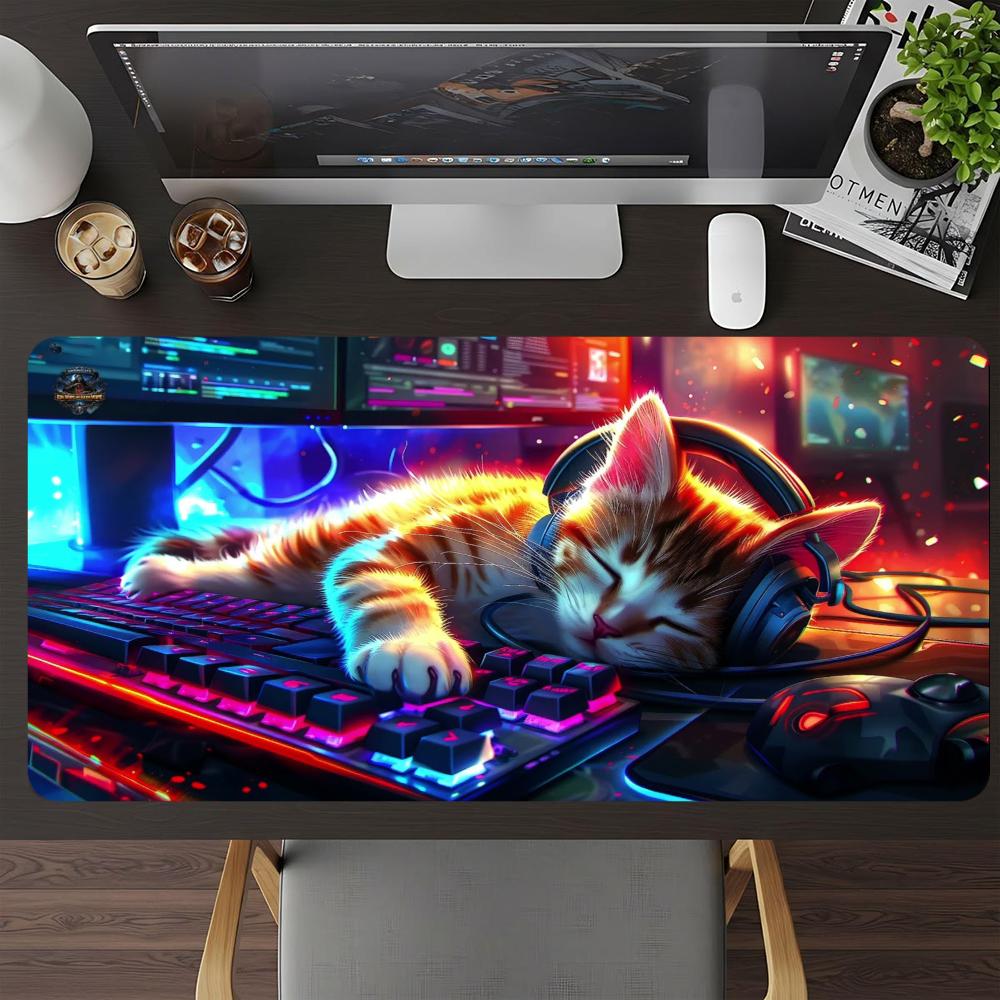 Desk Setup Headphones - Tapis de souris de jeu Cyberpunk