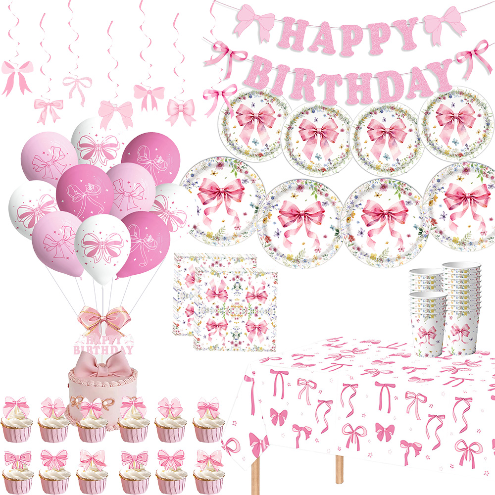 Desk Setup Girl - Décorations d'anniversaire pour filles avec nœud