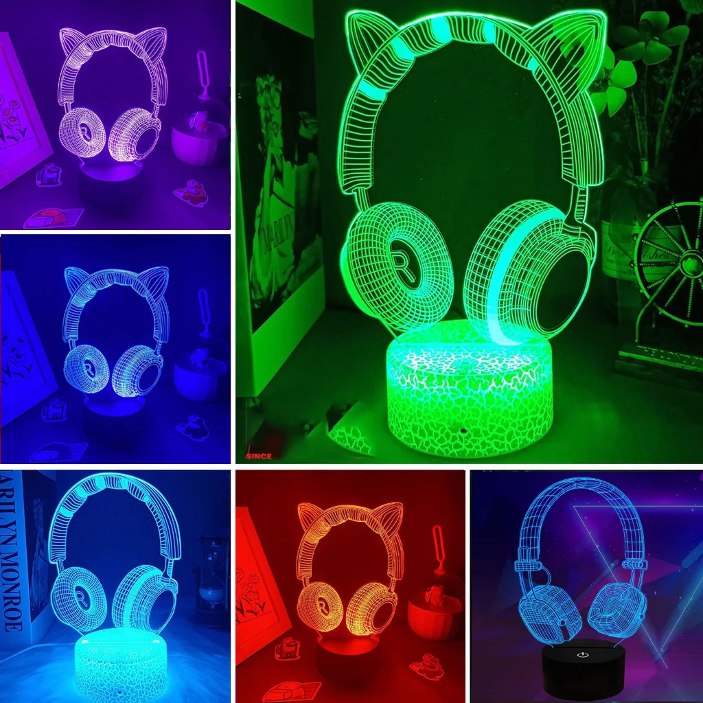 Desk Setup Headphones - Veilleuse 3D Icidal Sion pour enfants,