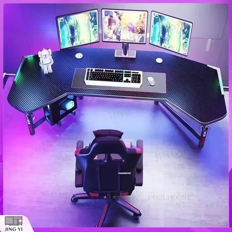 Desk Setup L Shaped - Bureau de jeu professionnel ergonomique pour