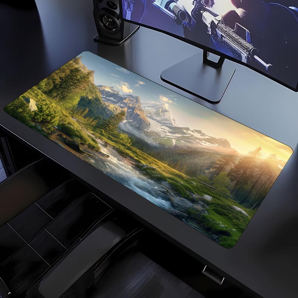 Desk Setup Natural - Grand tapis de souris avec motif