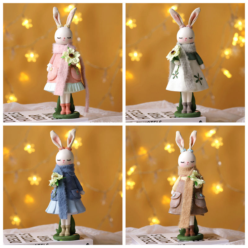 Desk Setup Girl - Ornements en résine lapin floral de