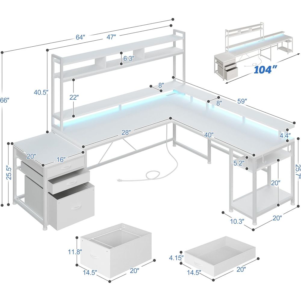 Bureau en L de 104 pouces pour - Desk Setup Dual Monitor avis et prix