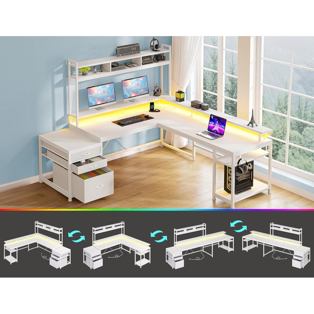 Bureau en L de 104 pouces pour - Desk Setup Dual Monitor avis et prix
