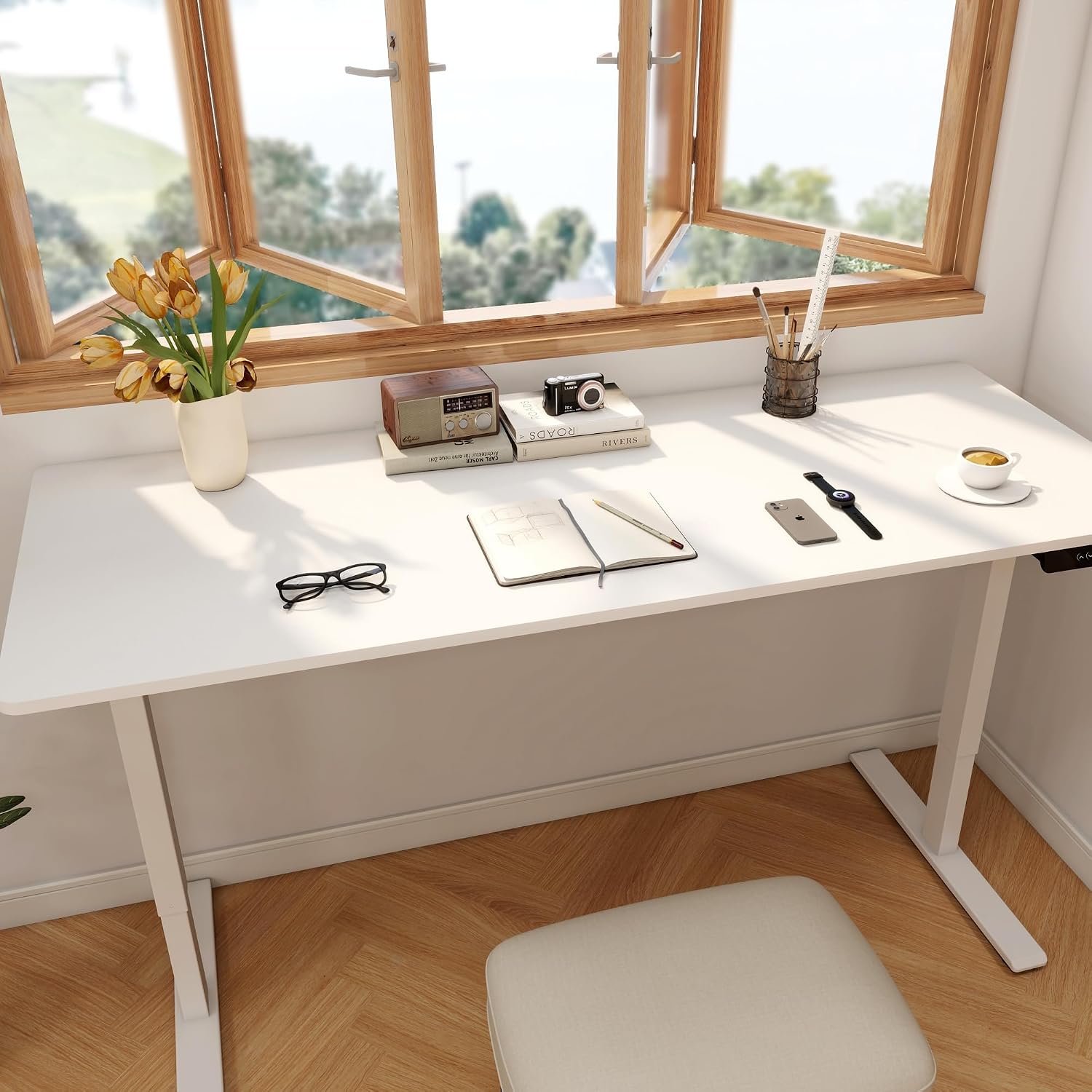 Grand bureau électrique réglab - Desk Setup Dual Monitor avis et prix