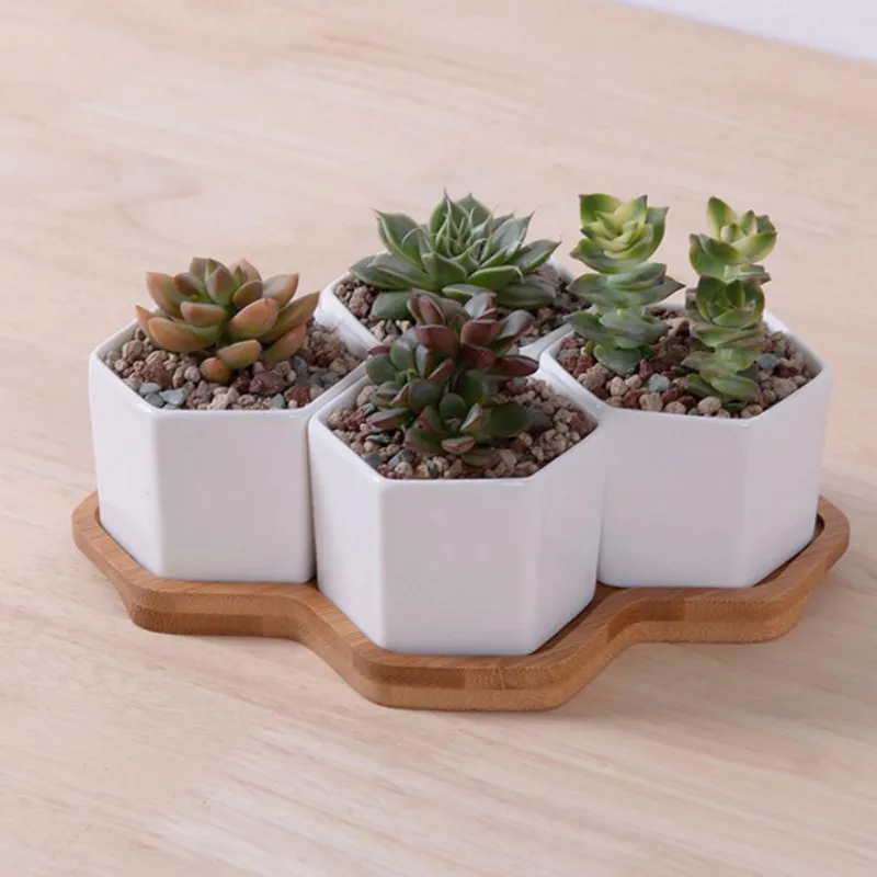 Pot de fleurs hexagonal en cér - Desk Setup White avis et prix