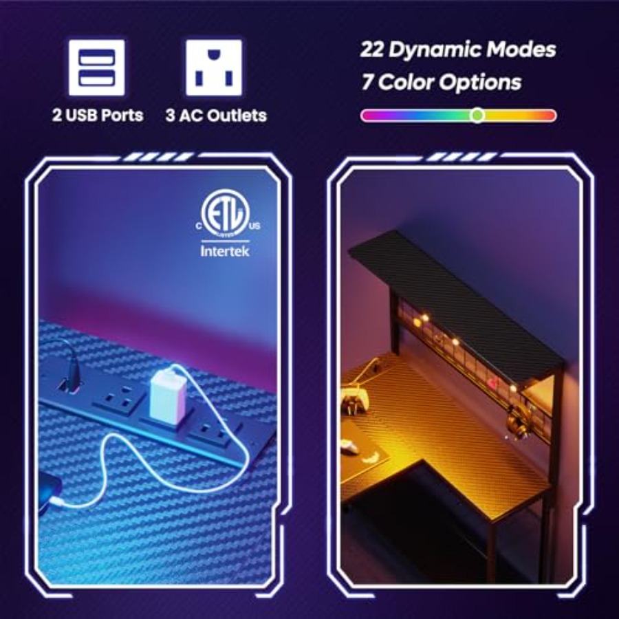 Bureau de jeu de 42 pouces ave - Desk Setup L Shaped avis et prix