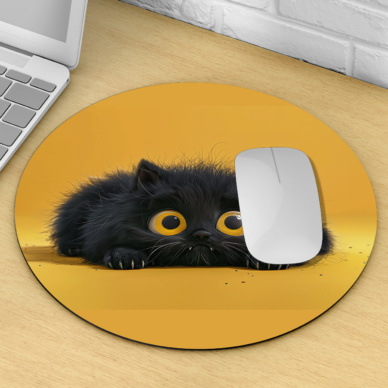 Tapis de souris rond chat noir - Desk Setup Or Set Up avis et prix